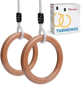 Kleintober Anneaux de Gymnastique et Fitness | En bois de qualité supérieure | Gym Ring | Extérieur et Intérieur | Musculation et training | Sport pour enfant et Olympique | Avec instruction