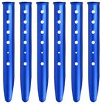 TRIWONDER 6 Pcs Tent Stakes Snow Sand Tent Pegs Aluminum Ground Stakes Anchor Tent Nails for Camping Backpacking Beach Hammock Canopy (Blue - U-Shaped - 12.2 Inches)