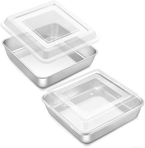Onader 9x9 Inch Baking Pan with Lid Set, Stainless Steel Square Cake Brownie Pan, 4 Pieces - 2 Pan & 2Lids