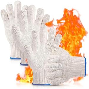Heat Resistant Gloves for Cooking - 2 Pairs Heat Resistant Oven Gloves Kitchen Gloves for Cooking 932°F White Cotton Gloves Women - Cooking Baking Grilling Gloves - Outdoor Cooking Food Gloves