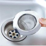 Bliss Stainless Steel Strainer/Mesh Kitchen Drain Basin Net Basket Filter Hair Catcher Stopper Drainer Sink Jali (Silver) Pack of 1 (11 Cm)