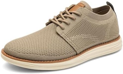 Bruno Marc Men's KnitFlex Breeze Mesh Oxford Sneakers - Breathable Business Casual Shoes Lightweight & Comfortable Walking Shoes for Men, Size 8,Khaki,GRAND-01