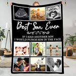 Personalized Blanket Gifts for Son, Custom Blankets for with Photos Throw Blankets to Son for Birthday Graduation Christmas for Best Son Ever 1 to 10 Collage Made in USA