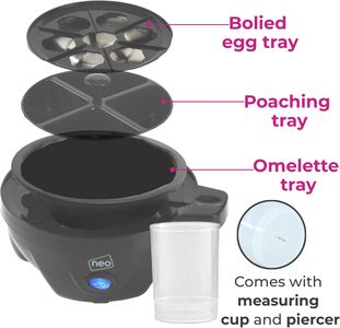 Neo 3-in-1 Electric Egg Cooker – Boiler, Poacher & Omelette Maker, Black/Silver