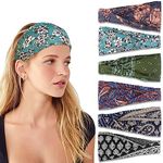 VENUSTE Headbands for Women's Hair, Boho Knotted Head Bands for Adult Women Hair Accessories, Wear for Yoga, Fashion, Working Out, Travel or Running, 6PCS