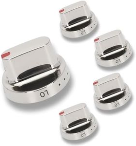 Upgraded 5pcs DG64-00472A / DG64-00347A dial Stainless Steel knob Compatible with Samsung Stove Range Oven ，Replaces AP5949480, PS10058981,Fits FX510BGS FX710BGS NX58F5500SS Replacement Parts