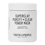 Youth To The People Superclay Purify + Clear Power Mask - Clay Mask with White Clay + French Green Clay Powder to Help Clear Pores, Absorb Excess Oil - Salicylic Acid, Niacinamide Face Mask (2oz)