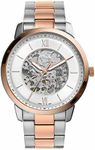 Fossil Men's Neutra Automatic Stainless Steel Three-Hand Skeleton Watch, Color: Rose Gold/Silver (Model: ME3196), Two-Tone, Dress