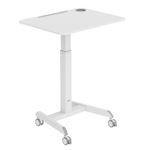 Mount-It! Standing Mobile Laptop Cart, Sit Stand Rolling Desk with Height Adjustable 31.1" x 20.5" Platform, Supports up to 17.6 lbs, White