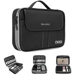 Double Layers Large Capacity Travel Electronic Accessories Organizer Bag, 2 Front Pockets Travel Gadget Carry Case, Perfect Size Fit for iPad,iPhone,Cables,Power Bank,Tablet(10.2’’)-Black