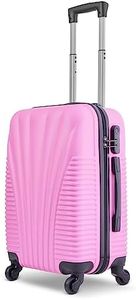 SA Products Cabin Suitcase - Hardshell Airline-Approved Luggage Bag for Travel - Cabin Bag with Inner Pockets, Extendable Top Handle, Side Handle, 4 Spinner Wheels, Lock - 50.5x23x37cm, 35L, Pink