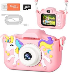 BNEHHOV Macchina Fotografica Bambini 2.0 Pollici Schermo Ricaricabile Fotocamera 1080P Digitale per Bambina Videocamera per Ragazze Ragazzi Regalo di Natale & Compleanno Scheda 32GB (A)