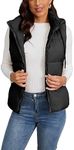 Gihuo Women's Zip Up Puffer Vest Detachable Hooded Down Vest Quilted Padded Gilet Packable with Pockets, Black, Medium