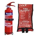 FireShield Home Safety Pack, 1kg Dry Powder Fire Extinguisher & 1m x 1m Soft Case Fire Blanket