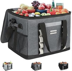 INSMEER Insulated Cooler Bag 65Cans/48 L, Collapsible Soft Sided Cooler with Shoulder Strap, Beach Cooler Bag, Large Leakproof Portable Coolers for Grocery Shopping/Camping-Dark Gray