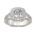 Jeulia Brilliant Diamond Band Rings for Women Halo Split Shank Cushion Cut 925 Sterling Silver Ring Wedding Engagement Anniversary Promise Ring Bridal Sets(6.5)…