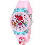 SWADESI STUFF Cute Cartoon Multi Color Lights Rubber Strap Analog Watch for Girls (Pink Teddy)