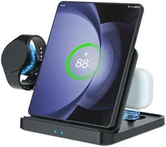 Qoosea Caricatore Wireless 3 IN 1 per Samsung Z Fold 6/5/4/3/2, Stazione di Ricarica Wireless per Galaxy Z Flip/S24/S23/S22/iPhone/Google, Caricabatteria Senza Fili con Galaxy Watch 6/5/4/Active/Buds