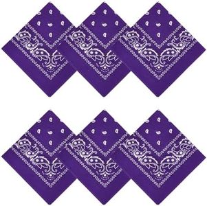 APIGANIZ 100% Cotton Bandanas, 21 x 21 inches, Set of 6 (Basic - Purple)