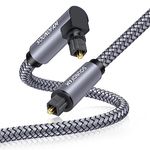 SOUNDFAM Optical Audio Cable 90 Degree Optical Cable for Soundbar to TV - Gray-1M