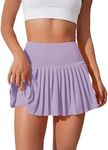 Milumia Women's Golf Skirt High Waist Pleated Mini Tennis Skirt Athletic Skort with Pocket Mauve Purple Small