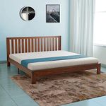 Roundhill Solid Sheesham Wood Queen Size Bed Without Storage Wooden Double Bed Cot Bed Furniture for Bedroom Living Room Home (Teak Finish)