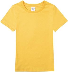 COSLAND Boys' Cotton Short Sleeve T-Shirts, Yellow, 2T
