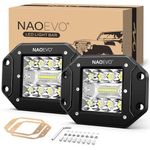 NAOEVO 5 Inch Flush Mount LED Pods Lights, 40W 4000LM Spot Flood Combo LED Light Bar/Offroad/Driving/Fog Lights, LED Reverse/Backup/Work Lights for Trucks Boat 4x4 UTV ATV, 2-Pack (White)