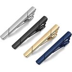 MOZETO Tie Clips for Men, Black Gold Blue Silver Tie Bar Set for Regular Ties, Luxury Box Gift Ideas, Elegant Style