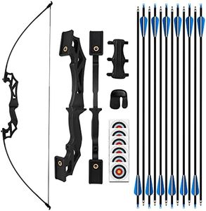 REAWOW Recurve Bows for Adults 30lbs Archery Bow and Arrows Set for Adult Hunting Bow Takedown Youth Recurve Bow Carbon Arrows Teens Beginner Takedown Left and Right Handed Shooting Practice Bow Black