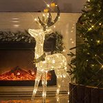 EAMBRITE Christmas Reindeer Light up Deer Deocrations Mains Powered LED Twinkling Reindeer for Home and Garden - Large 1.2m, Warm White