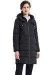 Orolay Women's Thickened Down Coat Puffer Jacket Ladies Hooded Coat for Winter Black L