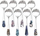 RETON 8 Pcs Soup Spoons Set, 18/10 Stainless Steel Round Spoons, Fashion Thick Korean Spoons Mirror Polished Asian Soup Spoon, Dinner Spoons Silverware for Soup Bouillon Cereal Milk Tea, 6.3 Inch