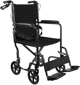 LIVINGbasics Foldable Transport Wheelchair with Hand Brakes Lightweight 18-Inch Wide Seat Wheel Chair for for Seniors(Support Weight up to 220lbs)