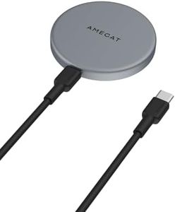 AMEGAT MagFusion Aura Magnetic Wireless Charger, Qi2 Certified 15W Ultra-Fast Charging Compatible with MagSafe, Portable Wireless Charging Pad with 5ft Cable for iPhone 16/15/14/13/12 Series