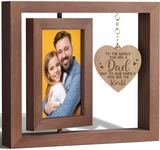 Father's Day Gifts Dad Gifts, Father's Day Gifts from Daughter, Dad Picture Frames With Warm Heart Pendant Gifts for Dad, 360° Rotating & Double-Sided Display Photo Frames (World Dad)