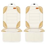 Car Seat Protector for Child Car Seat, Siivton Carseat Seat Protectors for Leather and Fabric Seats, with Mesh Pockets, Non-Slip Backing, Carseat Protectors for Vehicles (Two Pack, Off-White)