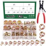 Keadic 121 Pcs 12 Sizes [6-22mm] Spring Hose Clamp Assortment Set with Swivel Flat Band Pliers Fuel Silicone Vacuum Hose Low Pressure Air Tube Clip Clamps Fasteners