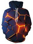 Kinberr Hoodies for Men Women 3D Cool Geometric Hooded Sweatshirts Long Sleeve Comfy Fleece Casual Pullovers with Drawstring