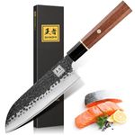 ENOKING Japanese Santoku Knife 7 Inch, High Carbon Stainless Steel Santoku Chef Knife, Professional Hand Forged Japanese Kitchen Knife with Rosewood Handle