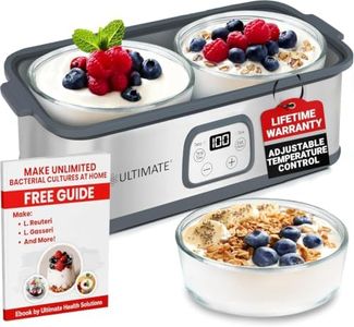 Ultimate Probiotic Yogurt Maker with Adjustable Time & Temp Control - Make Trillions of Live Probiotics with Two 1-Quart Containers for Larger Batches - Greek Yogurt Maker - ULTIMATE LIFETIME WARRANTY