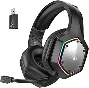 EKSA Wireless Headset for PC PS4 PS5 Computer - 7.1 Surround Sound, AI Intelligent Noise Cancelling Microphone(ENC), Low Latency 2.4G USB Dongle, 36 Hour Battery, Game/Music Mode, RGB Light