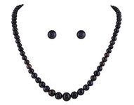 Hyderabad Jewels Natural Fresh Water Black Graded Pearl Necklace Chain for Women (SINGLE LINE)