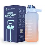 SKYTONE® Motivational Water Bottle, Spirit Gym Gallon with Time Marker Large Capacity 2 Liter, Leakproof BPA Free Fitness Sports Water Bottle (Blue)