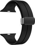 Printme Silicone Sport Band Compatible with Apple Watch 38 mm 40 mm 41 mm, Magnetic Clasp Adjustable Strap Compatible for iWatch Series SE Series 3 2 1 (Black, 38/40/41)