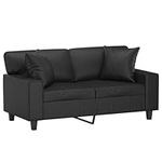 vidaXL 2-Seater Black Sofa with Thr