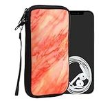 kwmobile Neoprene Sleeve for Smartphone Size XL - 6.7/6.8" - Shock Absorbing Pouch Case - Protective Phone Bag - Marble Red/Dark Red/Yellow