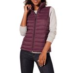 Amazon Essentials Women's Lightweight Water-Resistant Packable Puffer Vest, Burgundy, Large