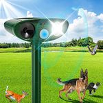 YurDoca Waterproof Cat Repellent Ultrasonic Cat Scarer, Solar Powered Deterrent with Motion Sensor & Flashing Light for Garden Yard Farm Dogs Cats Fox