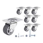 (Pack of 8) 30 mm Swivel Wheels Small Wheel Castors Rubber Wheels Heavy Duty Castors Furniture Wheels Casters with Mounting Plates Screws Included (8, 30 ⌀)